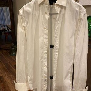 Faconnable Authentic White Men Shirt with cuffed sleeves
